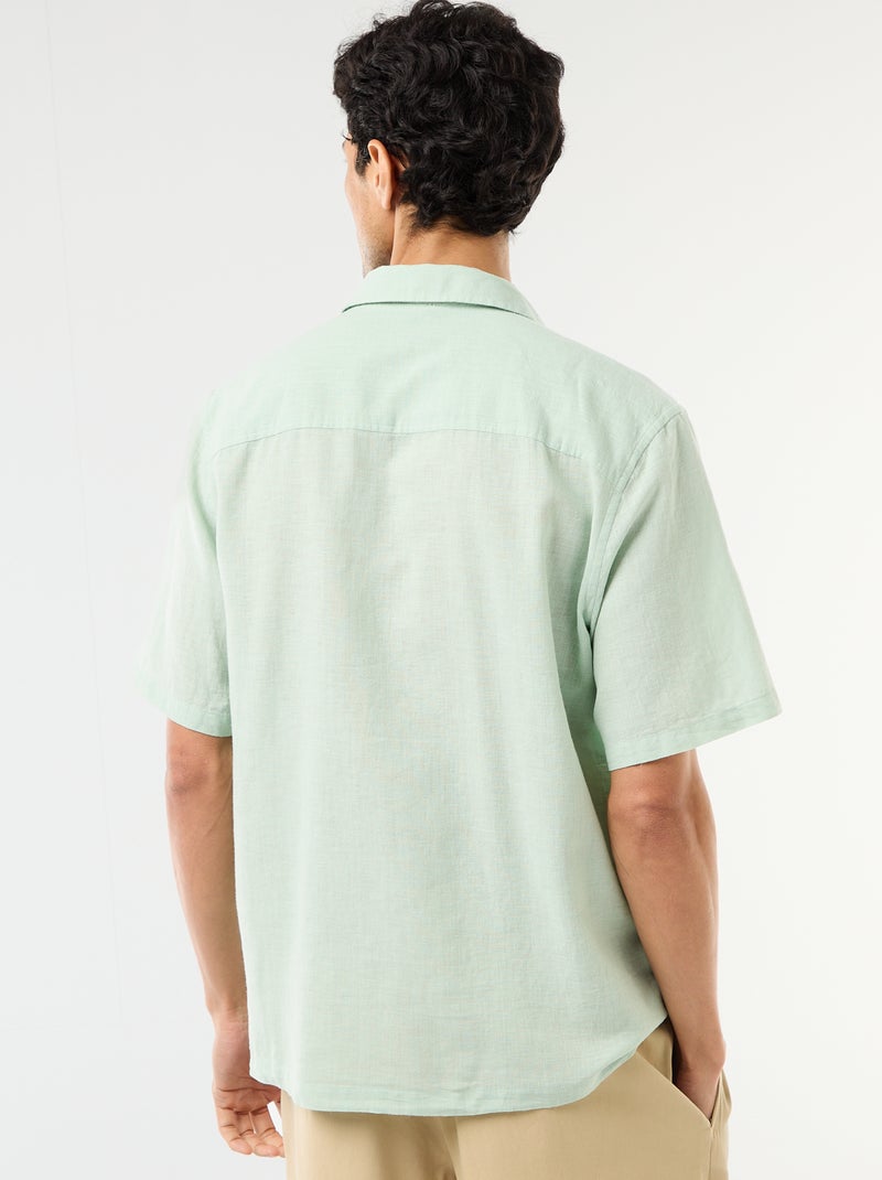 Camicia a maniche corte in misto lino Verde - Kiabi