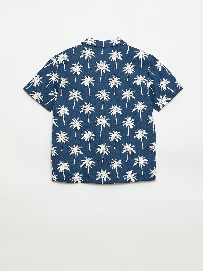 Camicia a maniche corte in nido d'ape Blu - Kiabi