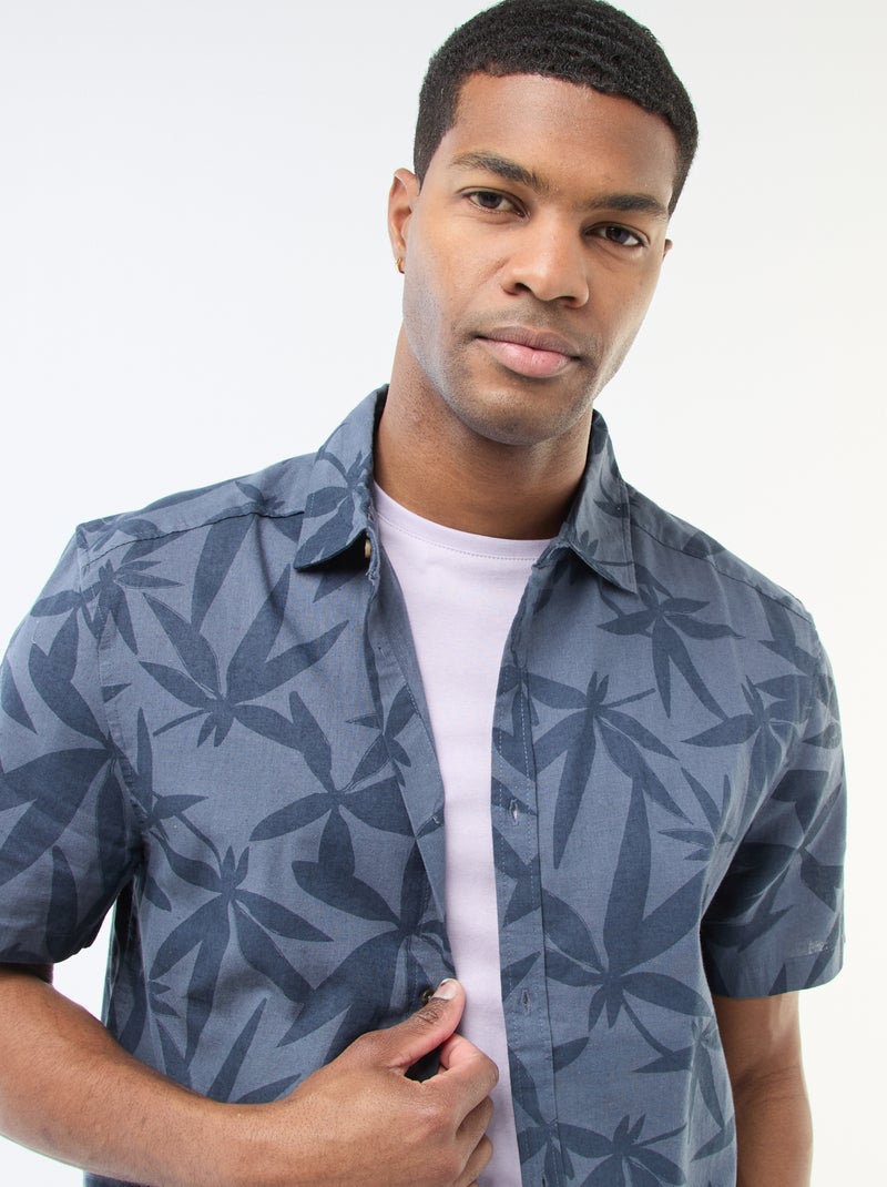 Camicia a maniche corte leggera con fantasia Blu - Kiabi