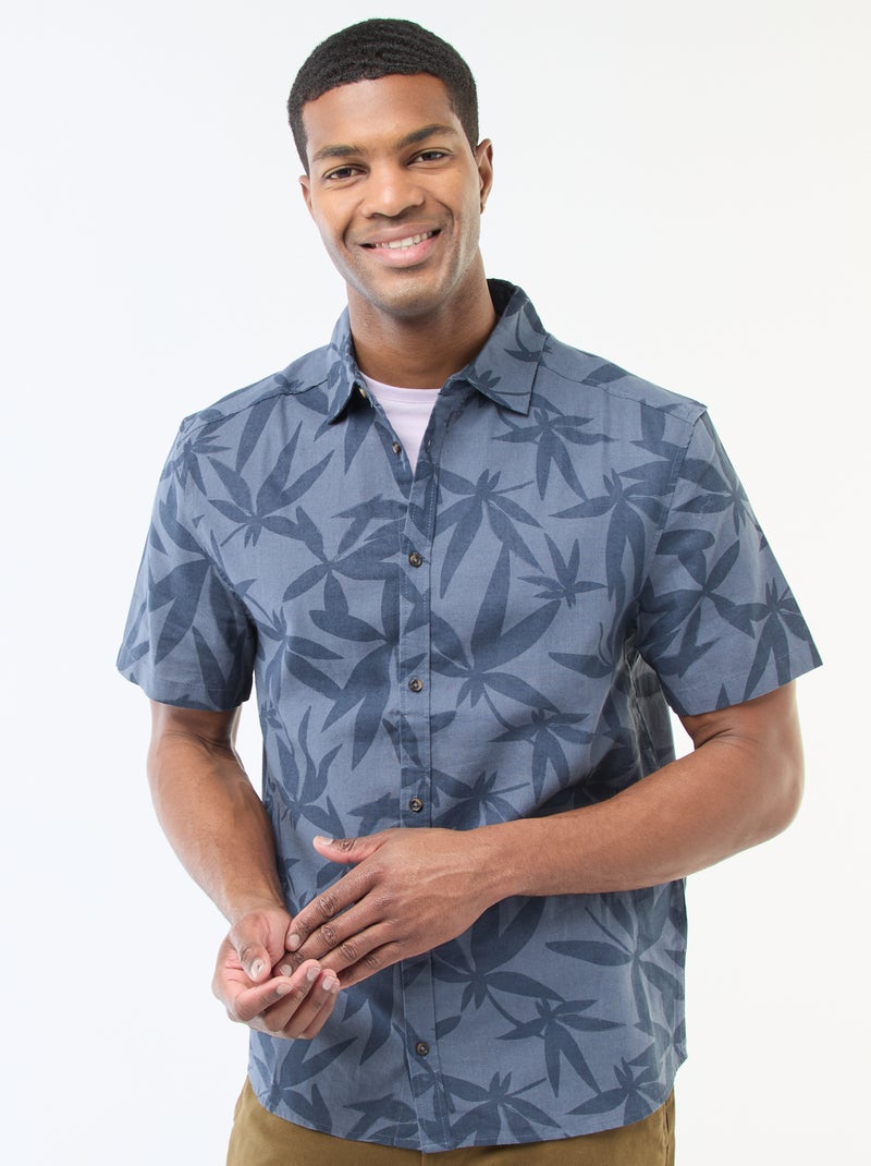 Camicia a maniche corte leggera con fantasia Blu - Kiabi