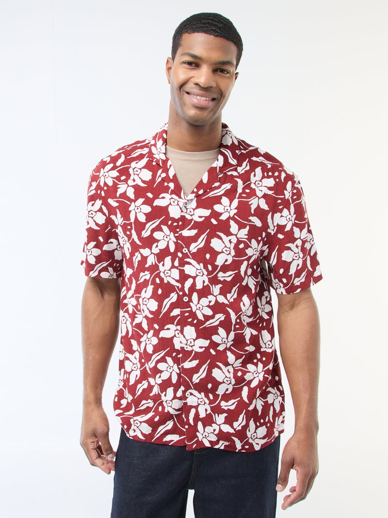 Camicia a maniche corte leggera con motivo Rosso - Kiabi