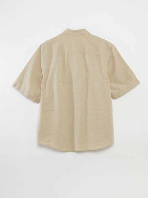 Camicia a maniche corte tinta unita in misto lino - collezione facile da indossare - Kiabi