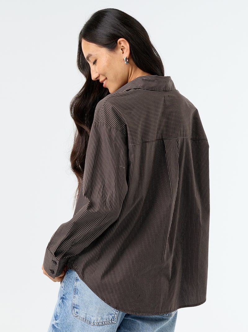 Camicia a maniche lunghe a righe Marrone - Kiabi