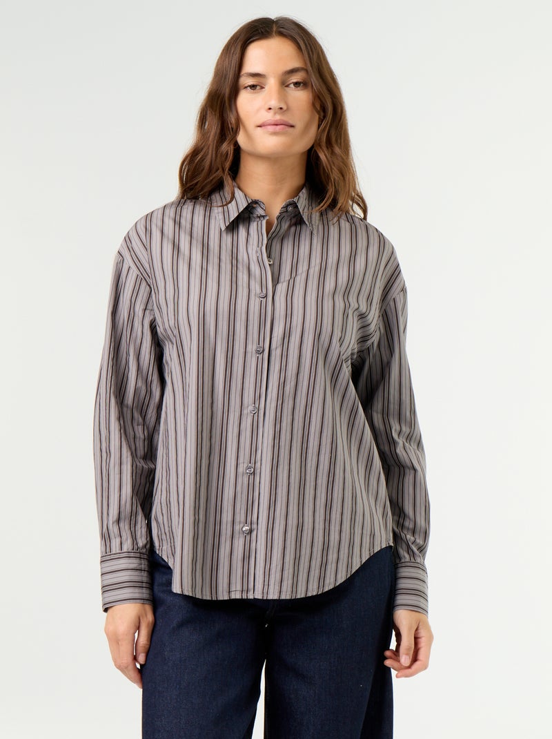 Camicia a maniche lunghe a righe Viola - Kiabi
