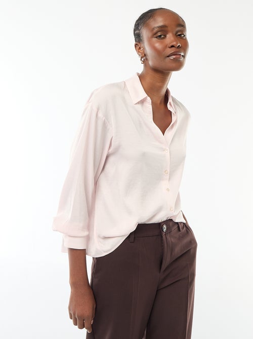 Camicia a maniche lunghe in raso tinta unita - Kiabi