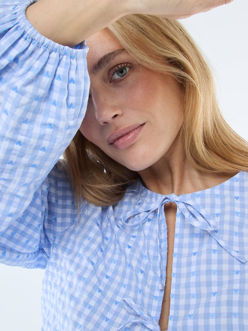 Camicia a quadretti vichy con nodi Blu - Kiabi