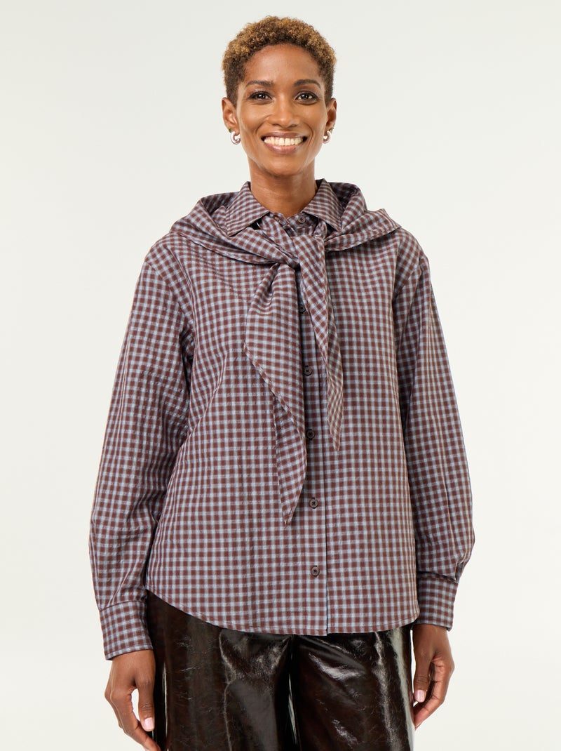 Camicia a quadri con foulard Blu - Kiabi
