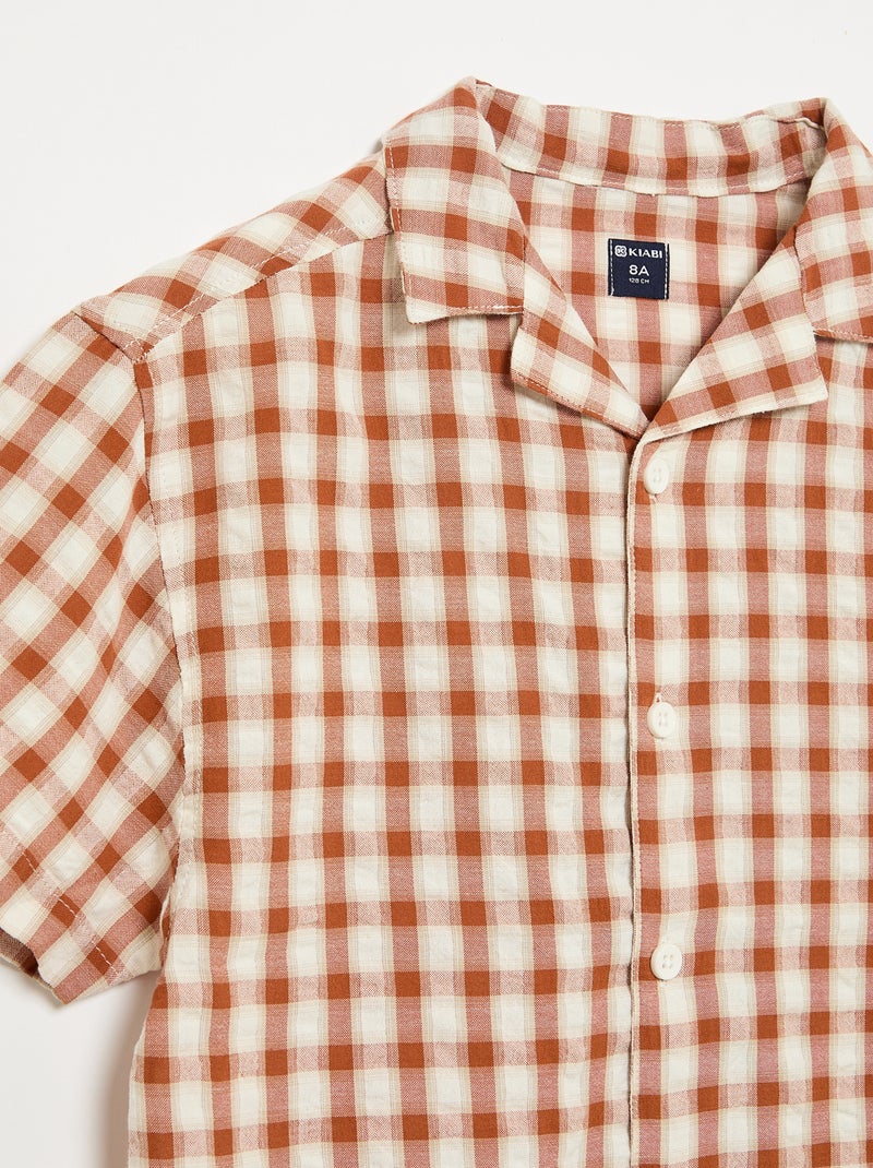 Camicia a quadri e maniche corte Marrone - Kiabi