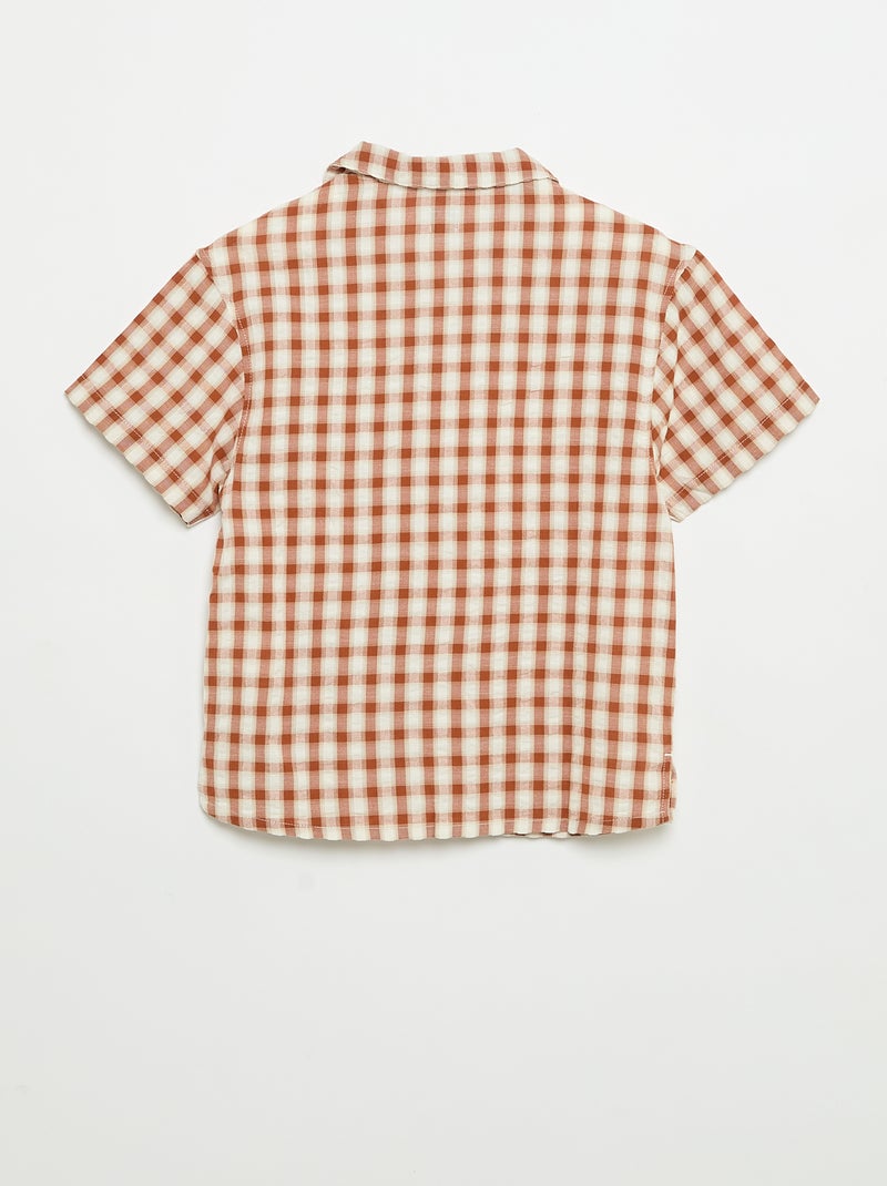 Camicia a quadri e maniche corte Marrone - Kiabi