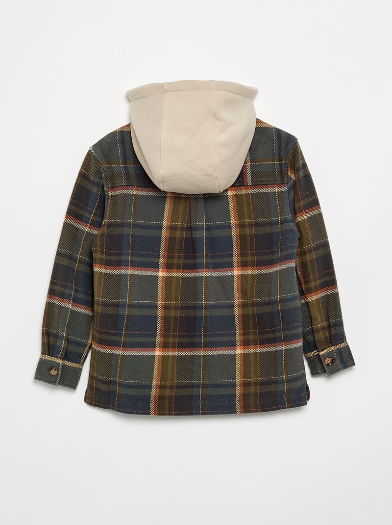 Camicia a quadri in flanella con cappuccio Kaki - Kiabi