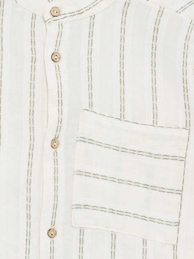 Camicia a righe a maniche corte Beige - Kiabi