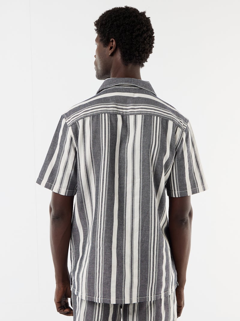 Camicia a righe a maniche corte Nero - Kiabi