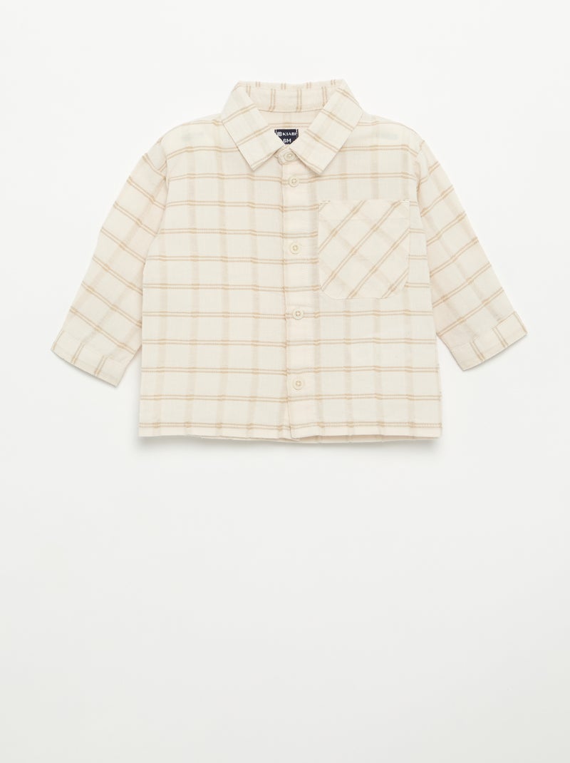 Camicia a righe a maniche lunghe Beige - Kiabi