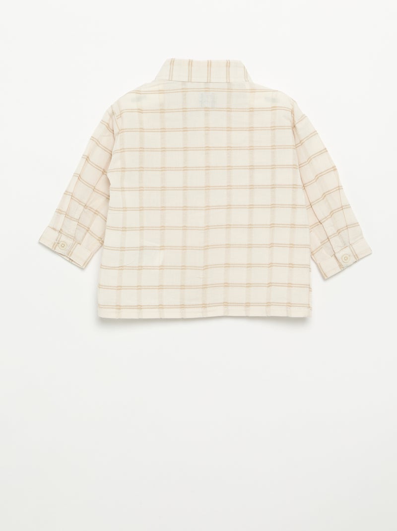 Camicia a righe a maniche lunghe Beige - Kiabi