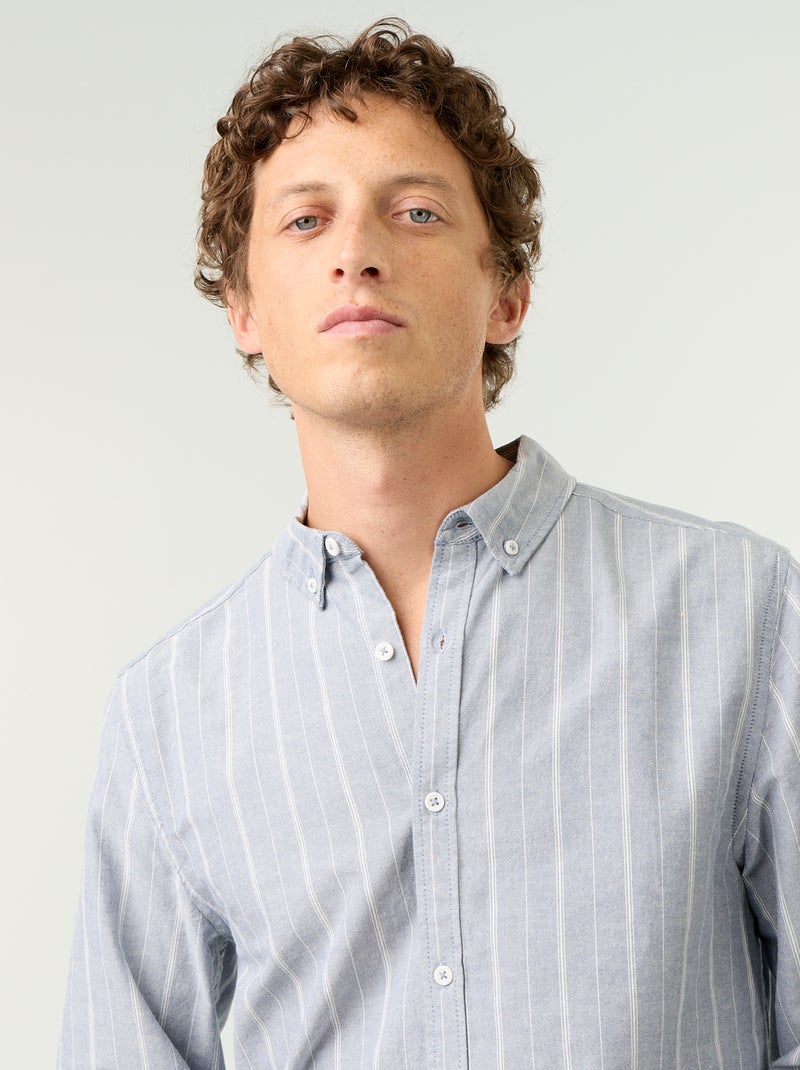 Camicia a righe con colletto button-down Verde - Kiabi