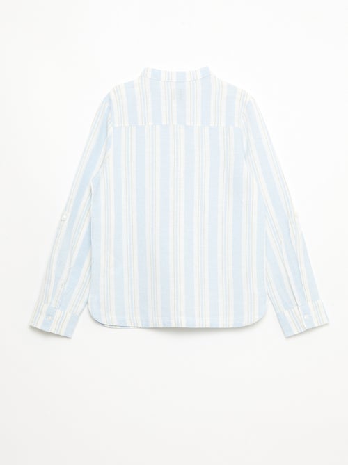 Camicia a righe con collo alla coreana in lino e cotone - Kiabi