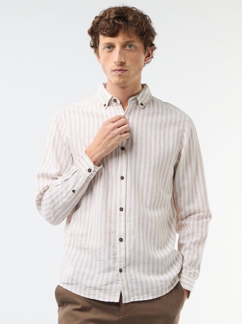 Camicia a righe in lino e cotone - Kiabi