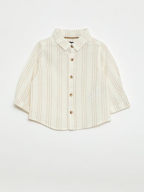 Camicia a righe in lino e cotone - Kiabi
