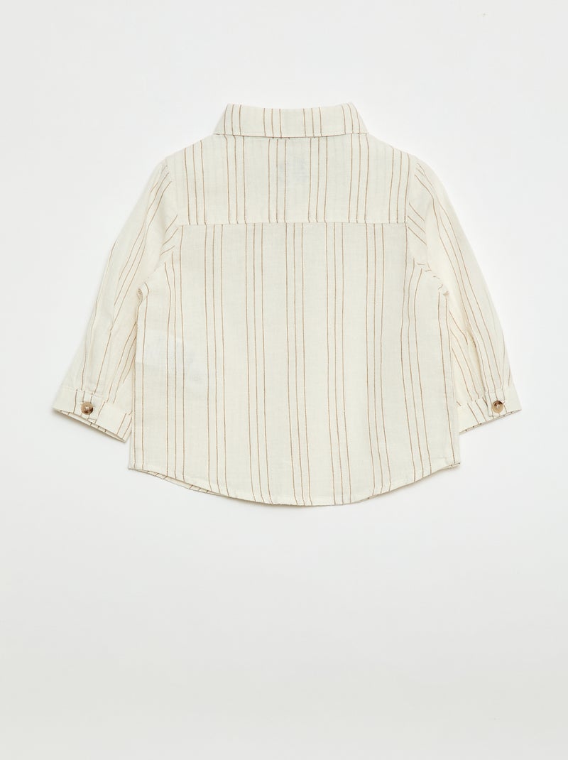 Camicia a righe in lino e cotone Bianco - Kiabi