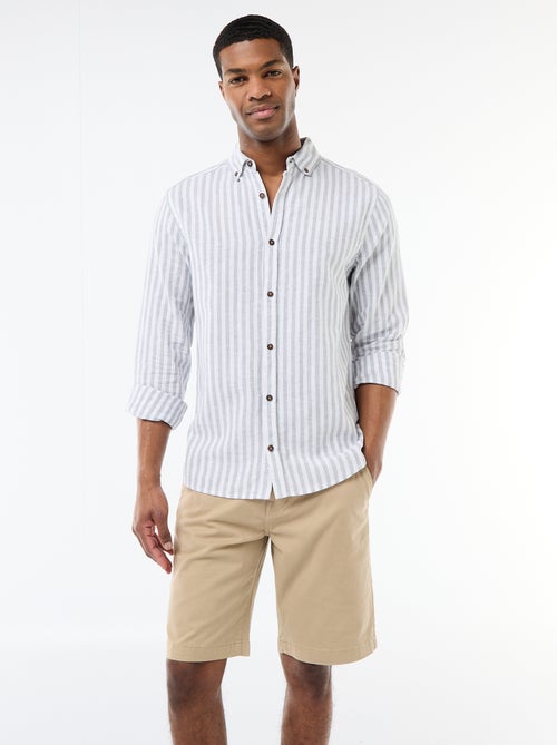 Camicia a righe in lino e cotone - Kiabi