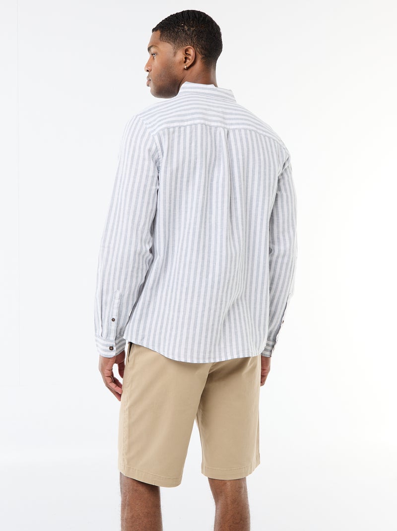 Camicia a righe in lino e cotone Blu - Kiabi