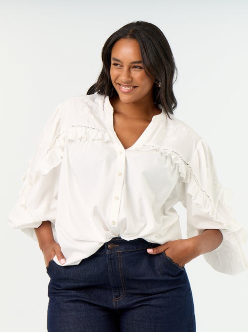 Camicia a tinta unita con volant - Kiabi