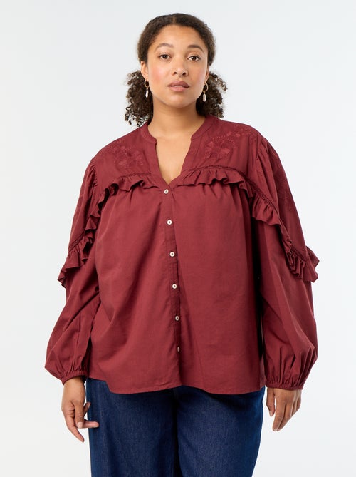 Camicia a tinta unita con volant - Kiabi