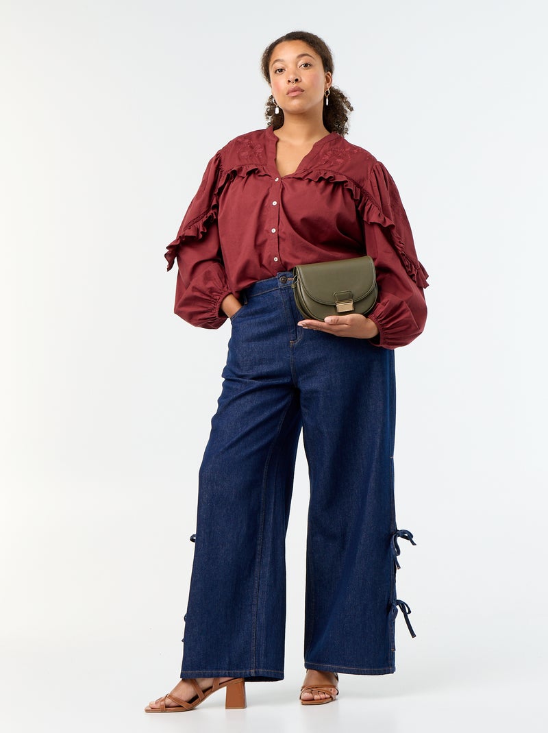 Camicia a tinta unita con volant Rosso - Kiabi
