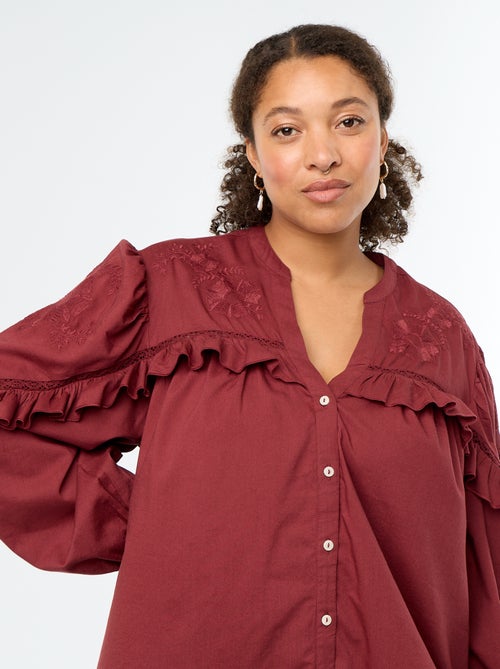Camicia a tinta unita con volant - Kiabi