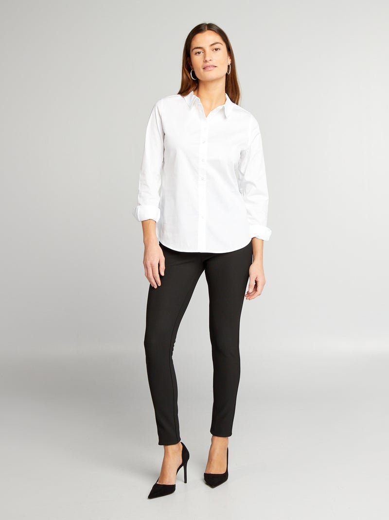 Camicia aderente con collo all'italiana bianco - Kiabi