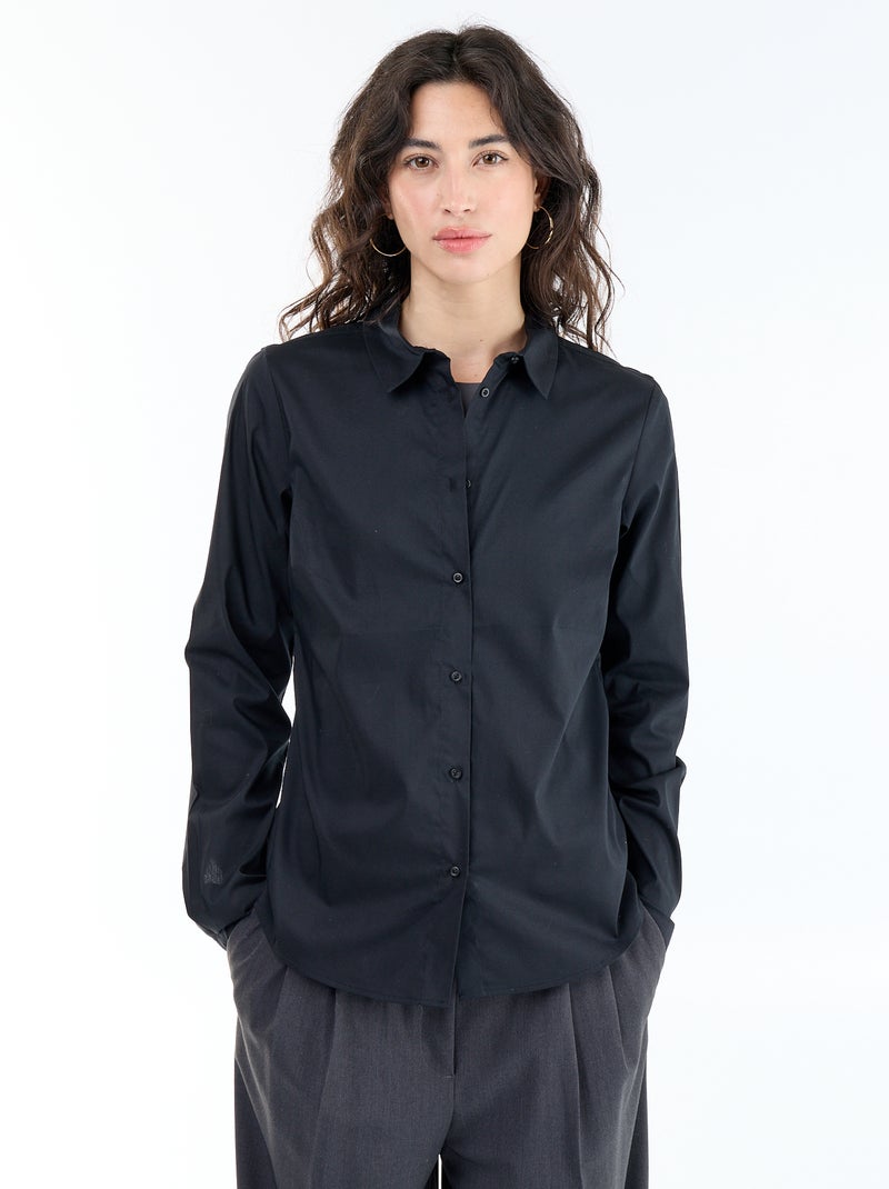 Camicia aderente con collo all'italiana Nero - Kiabi