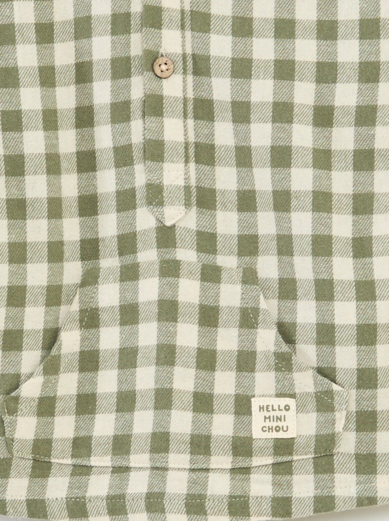 Camicia con cappuccio e tasca a marsupio Kaki - Kiabi