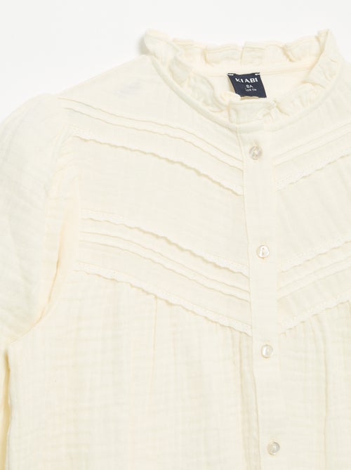 Camicia con colletto a volant e ricami - Kiabi Camicia con colletto a volant e ricami - Kiabi