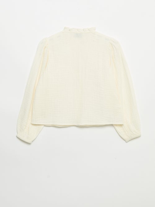 Camicia con colletto a volant e ricami - Kiabi Camicia con colletto a volant e ricami - Kiabi