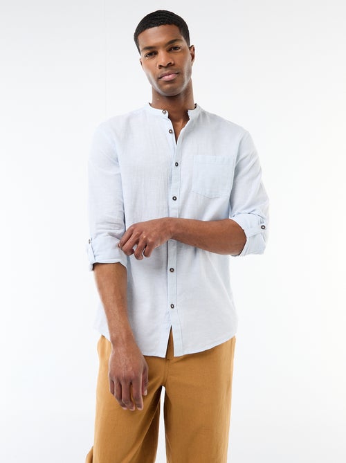 Camicia con collo alla coreana e lino - Kiabi