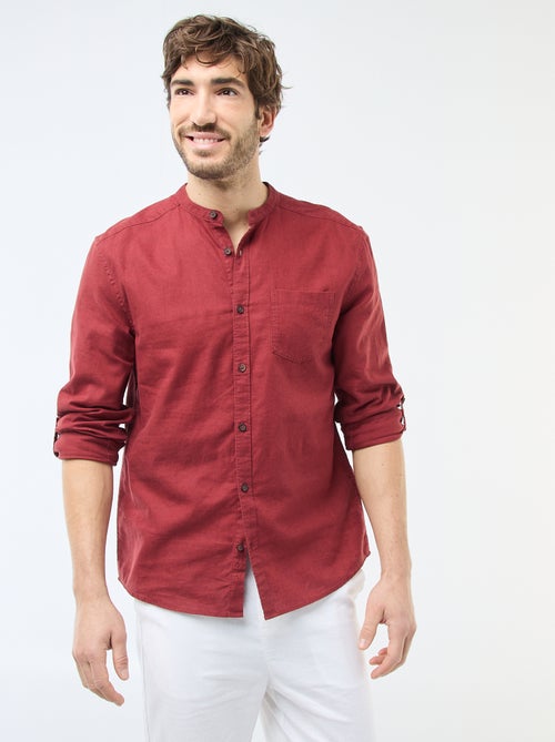 Camicia con collo alla coreana e lino - Kiabi