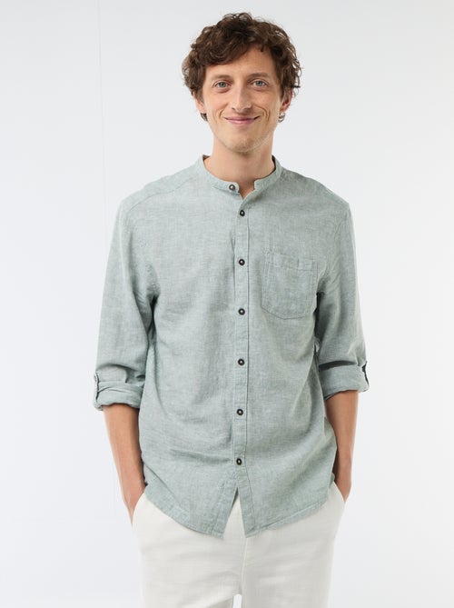 Camicia con collo alla coreana e lino - Kiabi