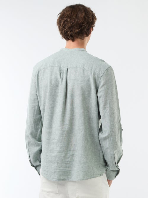Camicia con collo alla coreana e lino - Kiabi