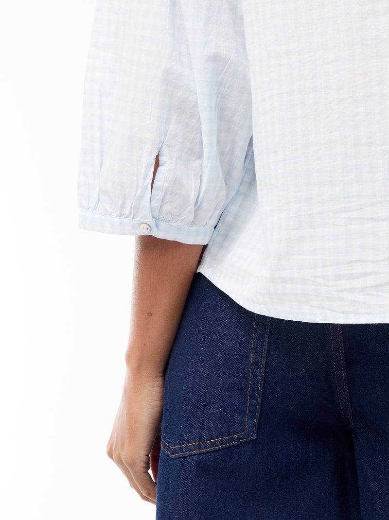 Camicia con collo alla coreana e maniche a 3/4 Blu - Kiabi