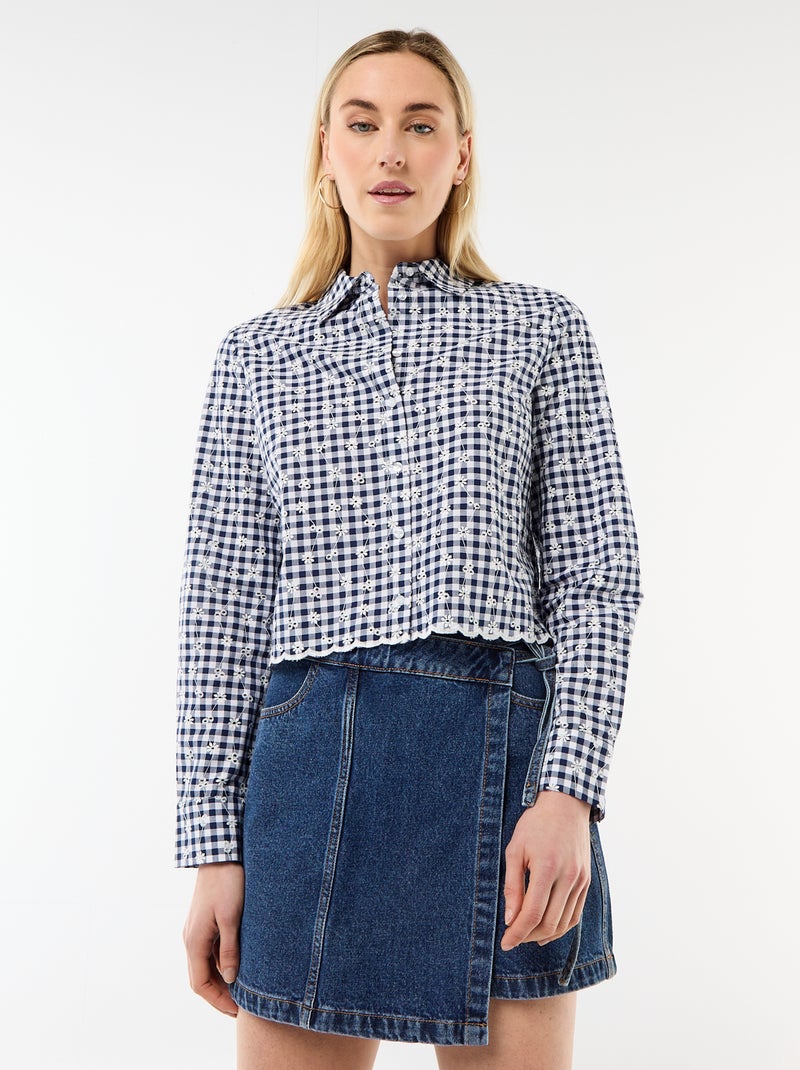 Camicia con ricami all over Blu - Kiabi