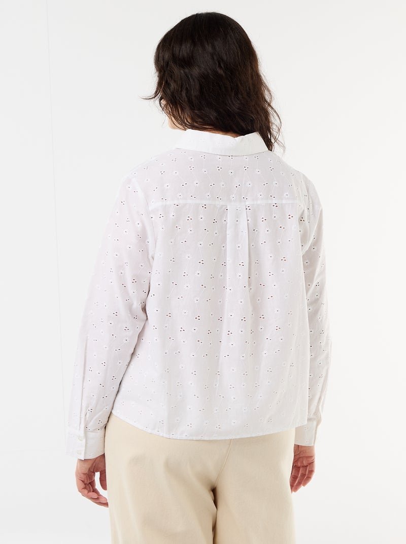 Camicia con ricamo inglese e dettagli ondulati Bianco - Kiabi