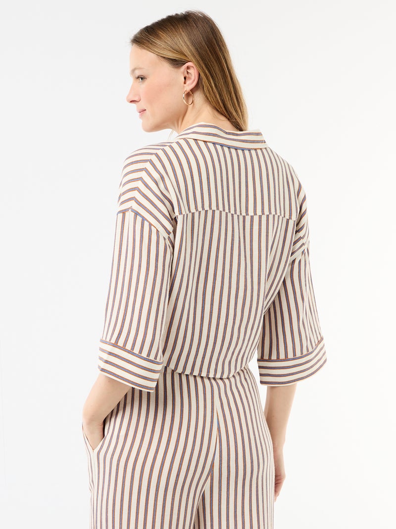 Camicia corta oversize annodata Beige - Kiabi