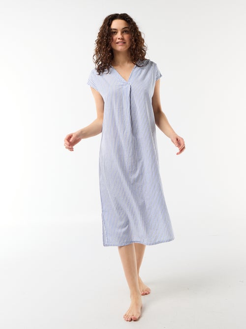 Camicia da notte lunga in voile di cotone - Kiabi