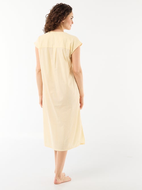 Camicia da notte lunga in voile di cotone - Kiabi