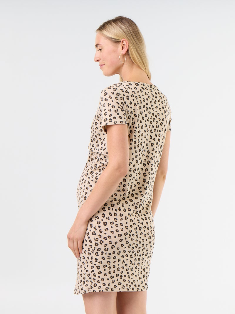 Camicia da notte per l'allattamento con scritta Beige - Kiabi