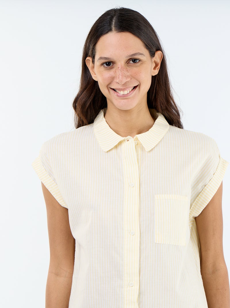 Camicia da notte stampata in voile di cotone Giallo - Kiabi