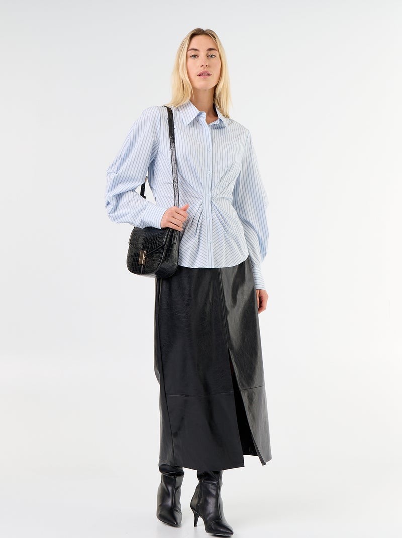 Camicia dal taglio fantasia e aderente sul davanti Blu - Kiabi