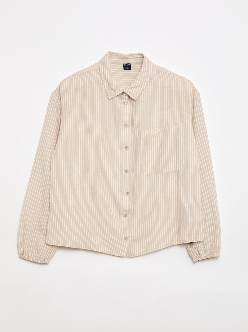Camicia dritta a righe - Facile da indossare Beige - Kiabi