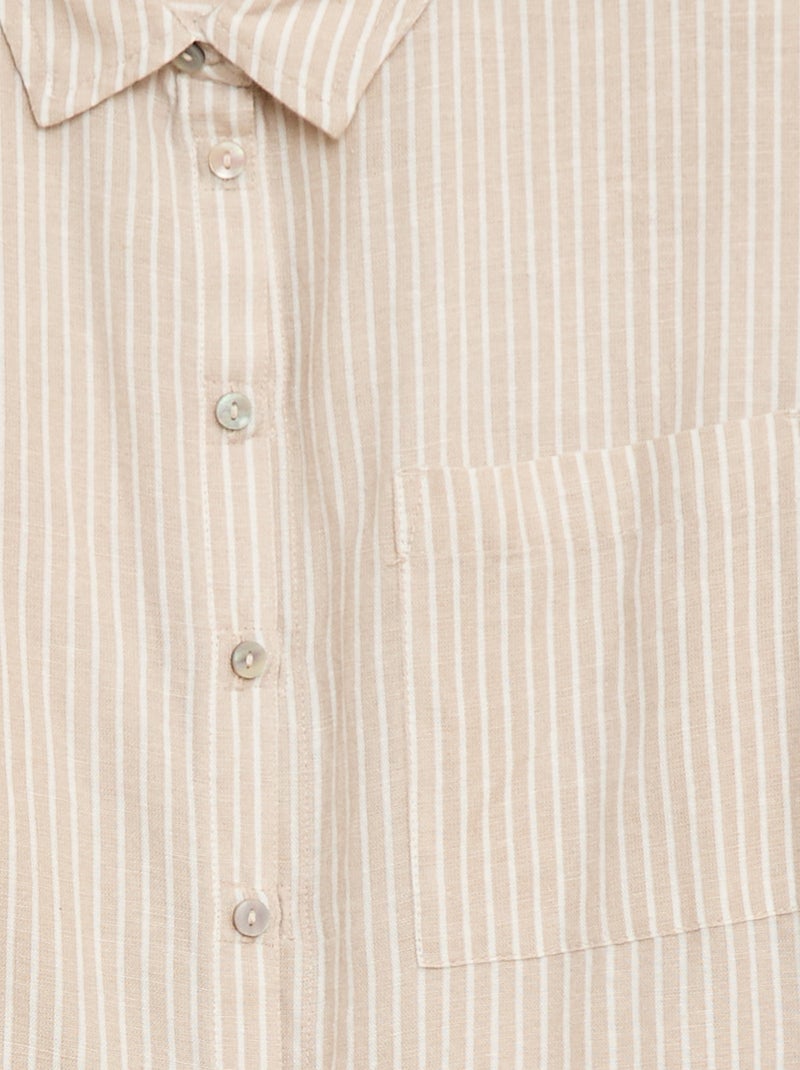 Camicia dritta a righe - Facile da indossare Beige - Kiabi