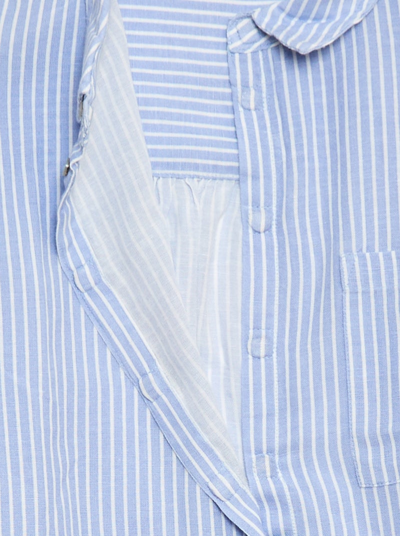 Camicia dritta a righe - Facile da indossare Blu - Kiabi